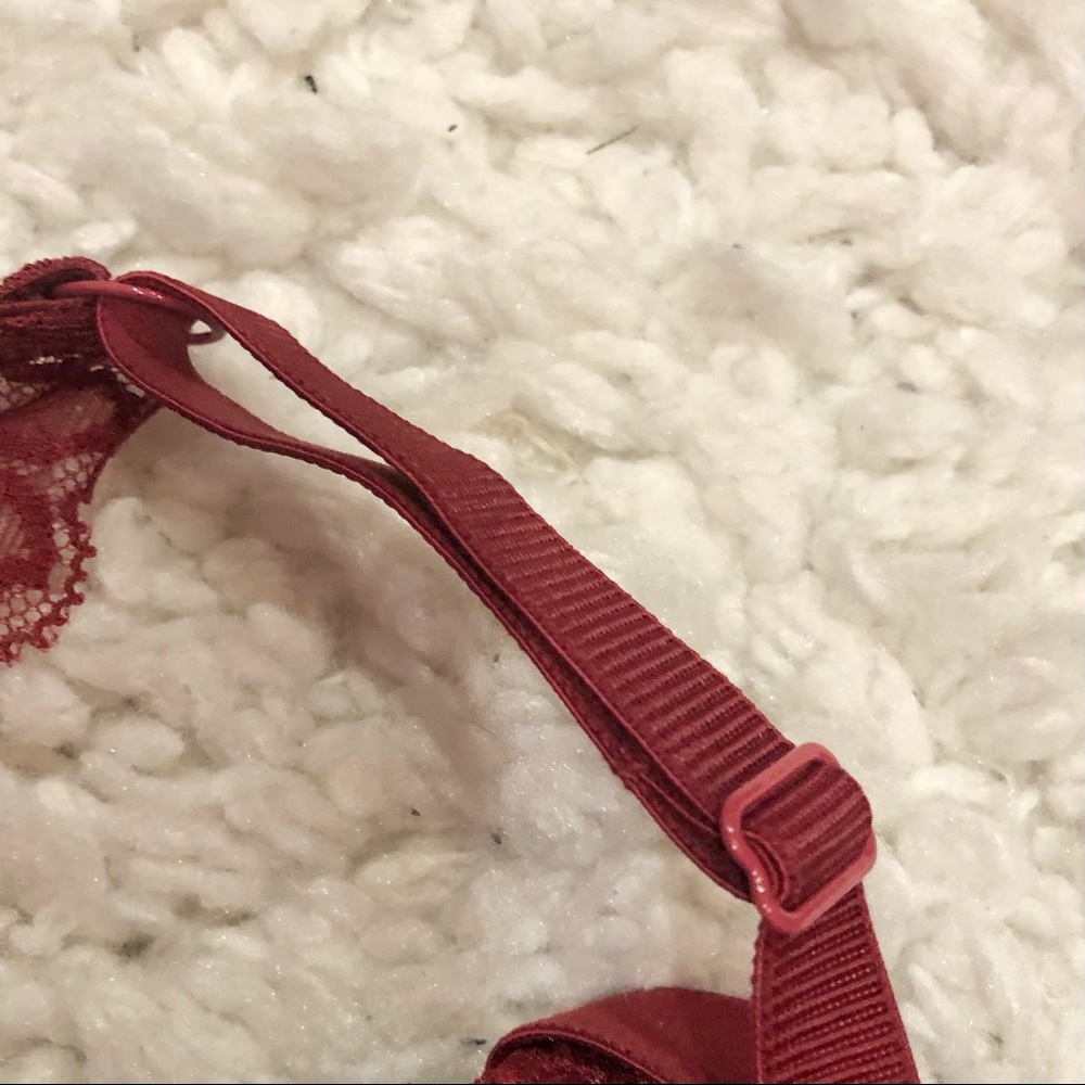 Auden Plunge Coverage Push‎ Up Racerback Bra Floral Lace Berry Red 34D - Picture 9 of 9